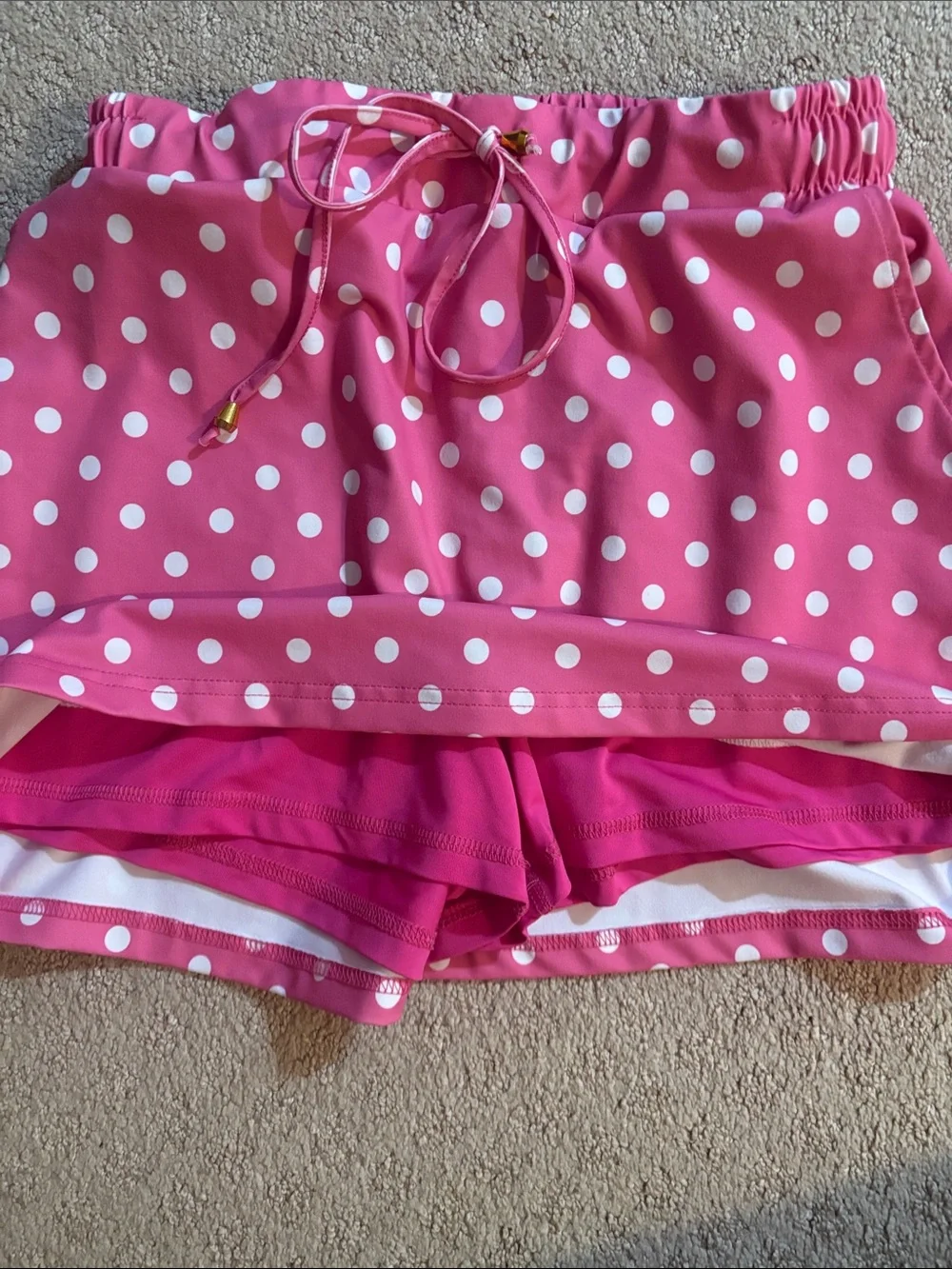 Jess Lea Pink Polka Dot Skort with Drawstring Waist